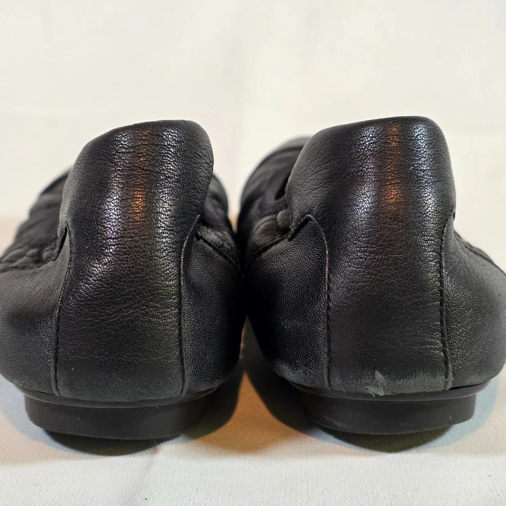 Vionic Ava Black Leather Quilted Cap Toe‎ Ballet Flats Womens 8.5 Minimalist